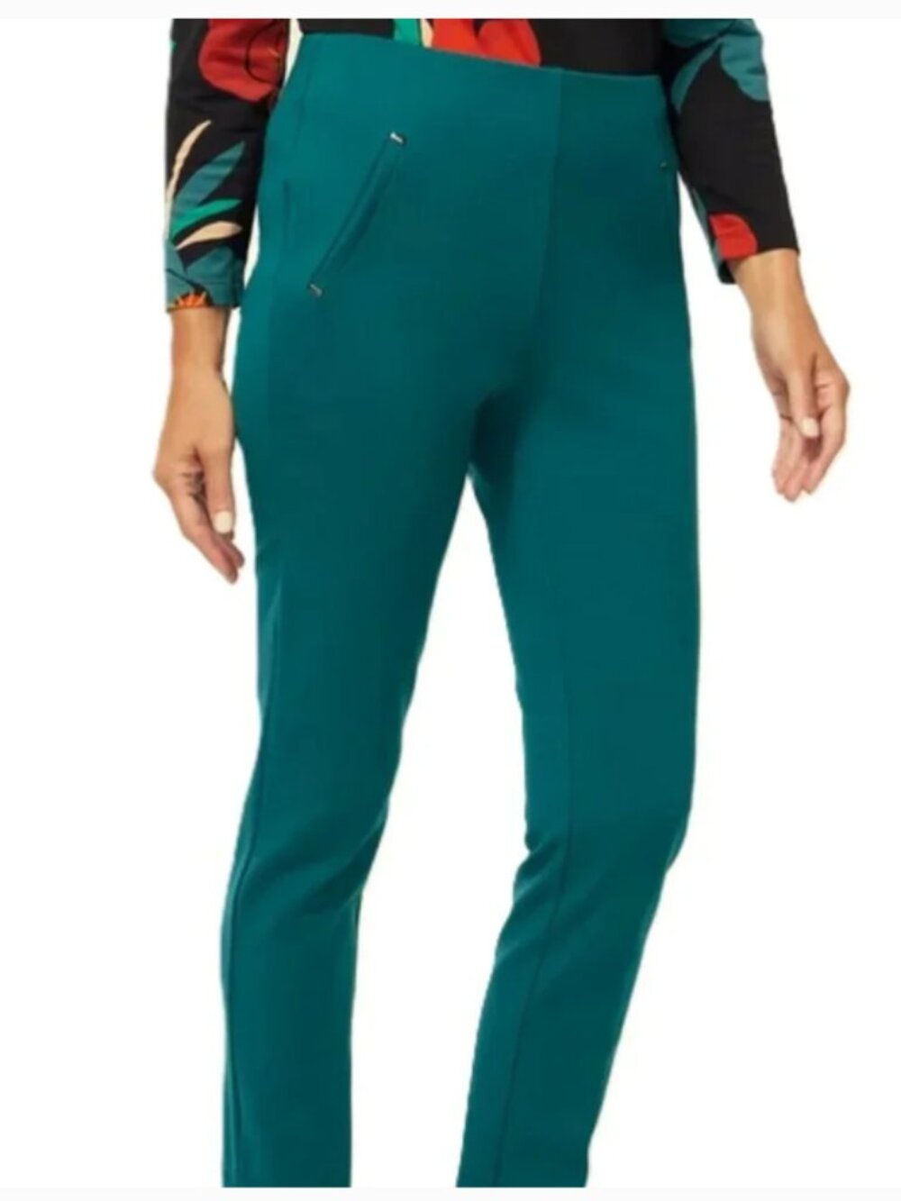 Chico's So Slimming 360 Juliet Trim Detail Ankle Pants Teal Green Size 2.5T